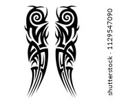 tattoo tribal symmetric pattern ... | Shutterstock .eps vector #1129547090