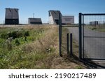 Small photo of HAZERSWOUDE, NETHERLANDS - AUGUST 13 2022: Tunnel shaft, escape shaft or access shaft in the meadows above the 'Groene Hart' tunnel, a bored rail tunnel between Schiphol and Antwerp