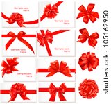 big set of red gift bows with... | Shutterstock .eps vector #105162950