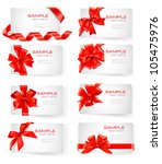 big set of cards with red gift... | Shutterstock .eps vector #105475976