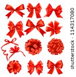 Big Set Of Red Gift Bows With...