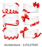 set of card notes with red gift ... | Shutterstock .eps vector #115127020