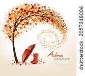autumn background with umbrella ... | Shutterstock .eps vector #2057318006