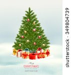 christmas tree with presents... | Shutterstock .eps vector #349804739