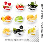 big collection of fruit in a... | Shutterstock .eps vector #586151930