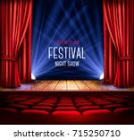 a theater stage with a red... | Shutterstock .eps vector #715250710