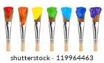 Paint Brushes With Rainbow...