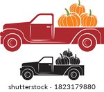pumpkin truck vector... | Shutterstock .eps vector #1823179880