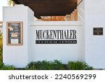 Small photo of FULLERTON, CALIFORNIA - 21 DEC 2022: Sign at the entrance to the Muckenthaler Cultural Center, The Muck mission is to celebrate the human spirit through the arts.