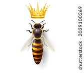 realistic bee queen mother with ... | Shutterstock .eps vector #2039100269