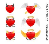 set of angel and devil hearts... | Shutterstock .eps vector #2040791789