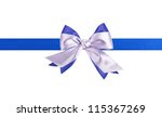 blue ribbon with bow on a white ... | Shutterstock . vector #115367269
