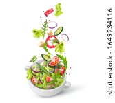 fresh summer salad of greens... | Shutterstock .eps vector #1649234116