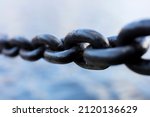 an iron chain. Close-up, the concept of strength, mutual assistance.