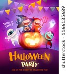 halloween celebration fun party.... | Shutterstock .eps vector #1166135689