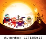 halloween kids costume party.... | Shutterstock .eps vector #1171350613