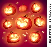 set pumpkins of halloween. a... | Shutterstock .eps vector #1176608986