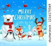merry christmas and happy new... | Shutterstock .eps vector #1216175569