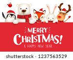merry christmas  christmas cute ... | Shutterstock .eps vector #1237563529