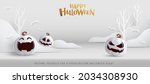 happy halloween. group of 3d... | Shutterstock .eps vector #2034308930