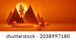 halloween mountain castle paper ... | Shutterstock . vector #2038997180