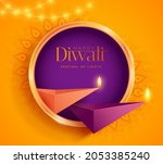 happy diwali. polygonal indian... | Shutterstock .eps vector #2053385240