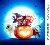 halloween kids costume party.... | Shutterstock .eps vector #719246470
