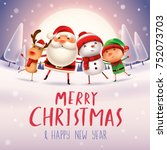 merry christmas  happy... | Shutterstock .eps vector #752073703