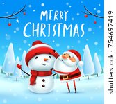 merry christmas  santa claus... | Shutterstock .eps vector #754697419