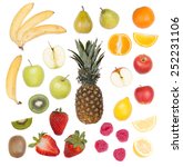 set of fruit isolated on white... | Shutterstock . vector #252231106