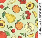 seamless pattern with fruits ... | Shutterstock .eps vector #2068089689