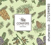background with conifers ... | Shutterstock .eps vector #2172390983