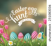 easter egg hunt in the grass... | Shutterstock .eps vector #251083036