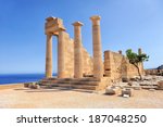 Ruins Of Ancient Temple. Lindos....