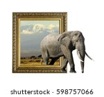 Elephant in old wooden frame...