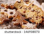 Christmas stollen, cookies and gingerbread cookies