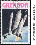 Small photo of GRENADA - CIRCA 1978: A stamp printed in Grenada shows Space Shuttle - booster jettison, circa 1978