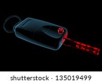 Car keys (3D xray red and blue transparent isolated on black background)