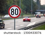 80km/h Speed limit sign a highway