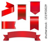red web ribbons set with... | Shutterstock .eps vector #151953029
