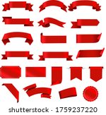 red labels and ribbon set white ... | Shutterstock .eps vector #1759237220