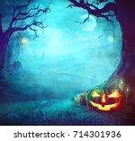 Halloween Pumpkin In Dark...