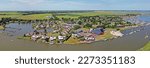 Aerial panorama from the Galamadammen at Koudum in Friesland the Netherlands