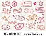 world passport stamp collection.... | Shutterstock .eps vector #1912411873