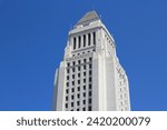 Los Angeles City Hall building, California. Civic Center district of Los Angeles City.