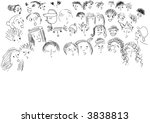 chorus with many faces of... | Shutterstock . vector #3838813