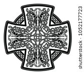 celtic cross with national... | Shutterstock .eps vector #1052177723