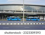 Small photo of BANGKOK, THAILAND - 14 MAY : Bang sue train station facade with bus stop at entrance on 14 May 2023 in Bang sue, Bangkok, Thailand