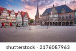 Bremen, Germany. Cityscape image of Hanseatic City of Bremen, Germany with historic Market Square and Town Hall at summer sunrise.