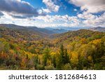 Great Smoky Mountains National Park, Tennessee, USA overlooking the Newfound Pass in autumn.